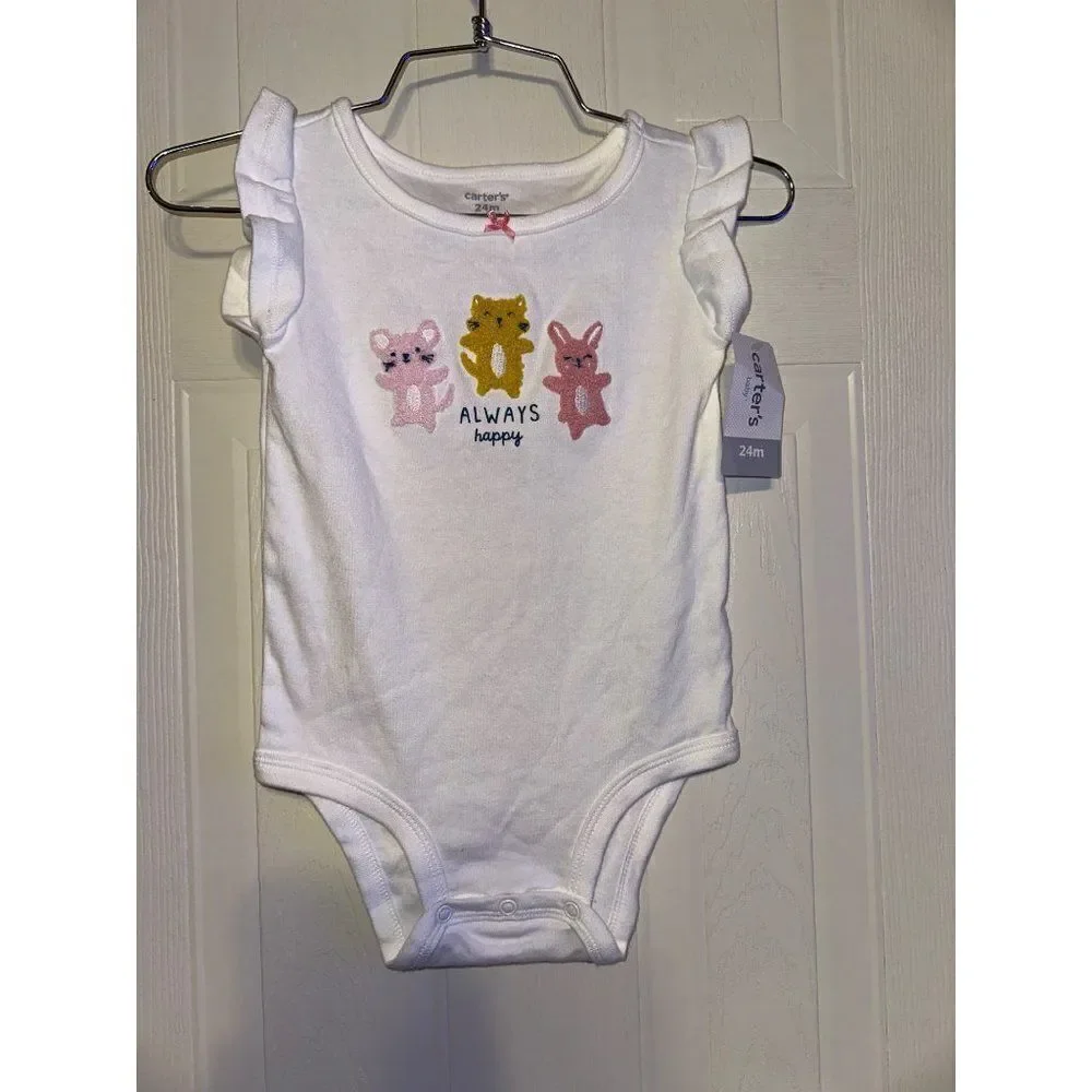 Carters “Always Happy” 24M Onsie With Animals Easter Bunny Rabbit